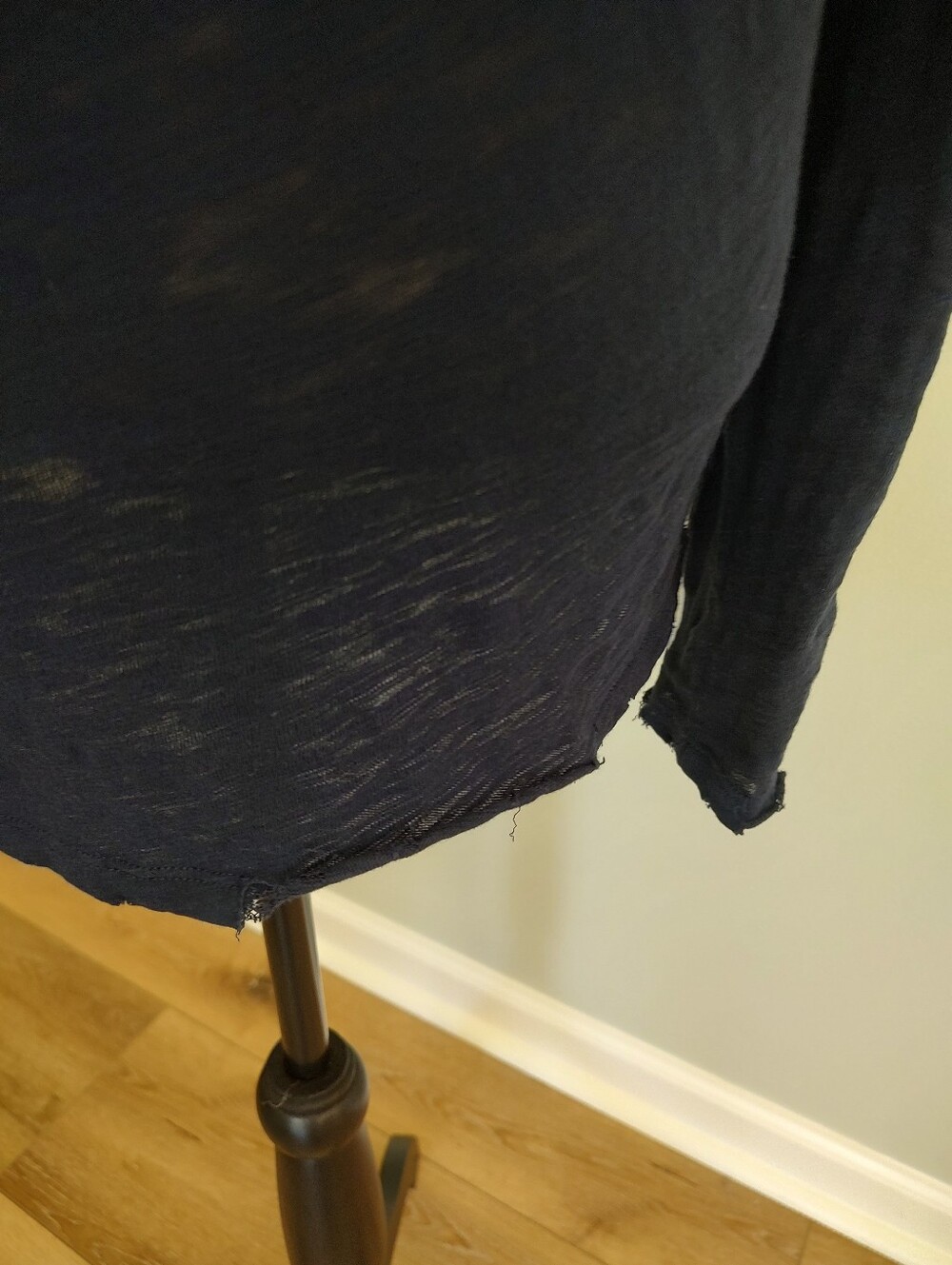 ATM Slub Jersey Destroyed Wash Distressed Hem Navy Blue Long Sleeve Shirt M - Picture 11 of 16